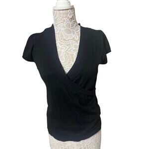 Maurice’s Black Short Sleeve Faux Wrap Knit Top-Womens Size Large-Closet
M